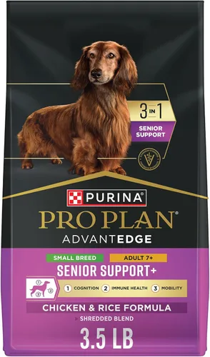 Purina Pro Plan AdvantEDGE Senior Support Plus - Alimento seco para perros con mezcla triturada de pollo y arroz para razas pequeñas, bolsa de 3.5
