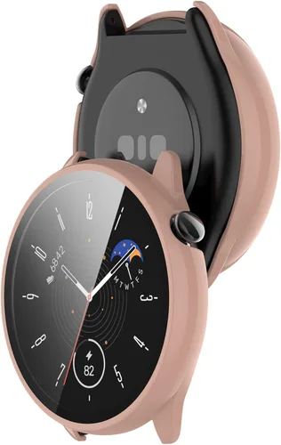 Vista 6 de Funda de reloj compatible con Amazfit GTR Mini protector de pantalla, policarbonato duro antiarañazos, a prueba de golpes, bisel protector protector