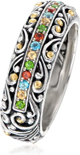 Vista 3 de Ross-Simons 0.34 ct. t.w. Multi-Gemstone Bali-Style Ring in Sterling Silver With 18kt Yellow Gold