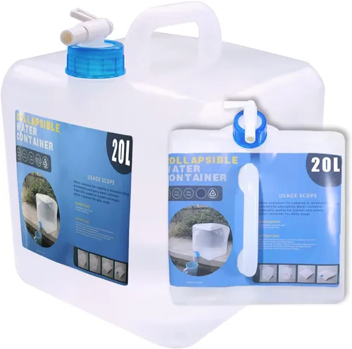 Vista 8 de Contenedor de agua plegable con grifo, jarra de almacenamiento de agua para campamento, sin BPA para mochila de senderismo al aire libre, kit