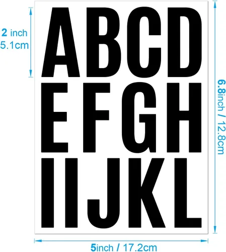 Vista 5 de 24 hojas de 5 cm de letras autoadhesivas en vinilo, letras mayúsculas adhesivas, pegatinas del alfabeto, número 318, letras autoadhesivas, pegatinas