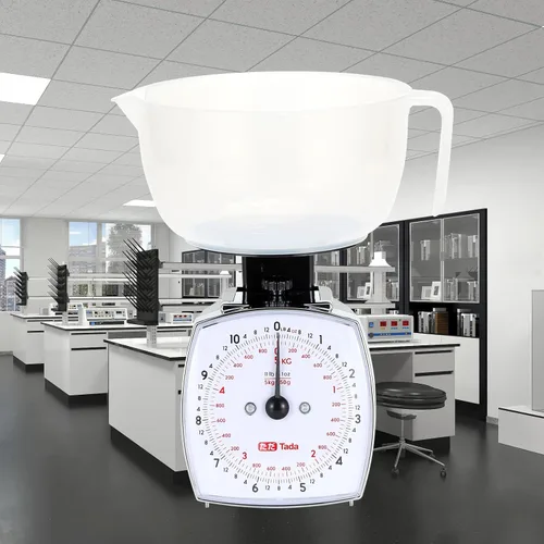 Vista 6 de Tada Báscula analógica de alimentos de 11 libras, esfera mecánica, taza de medición extraíble, función de tara, apta para cocina