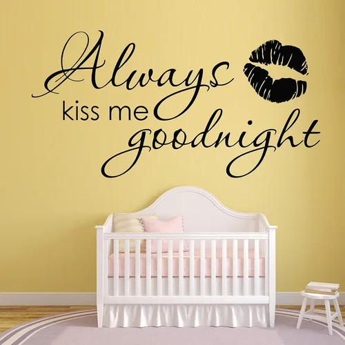 Always Kiss Me Goodnight - Adhesivo decorativo para pared, diseño de citas en el hogar y el dormitorio