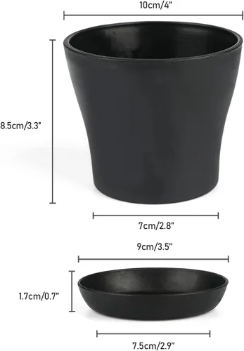 Vista 2 de KINGLAKE 8 macetas de plástico de 4 pulgadas para plantas de semillero, macetas de vivero, macetas de flores coloridas, macetas de inicio
