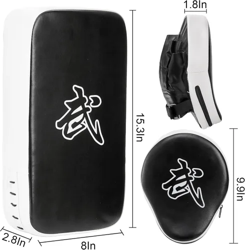 Vista 2 de WUWEOT Set de Guantes de Golpeo y Patadas 2 en 1, Guantes de Boxeo, Almohadillas de Enfoque y Almohadilla de Patada de Taekwondo, Set