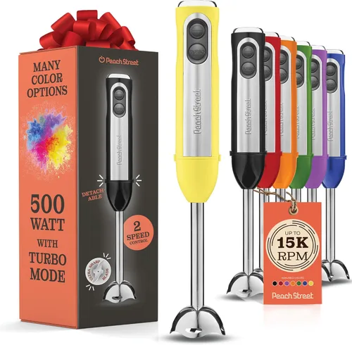 Vista 19 de Set de licuadora de inmersión multiusos, batidora de mano con potente motor de cobre de 800W, alta velocidad, modo Turbo, batidora de mano de 3 en 1