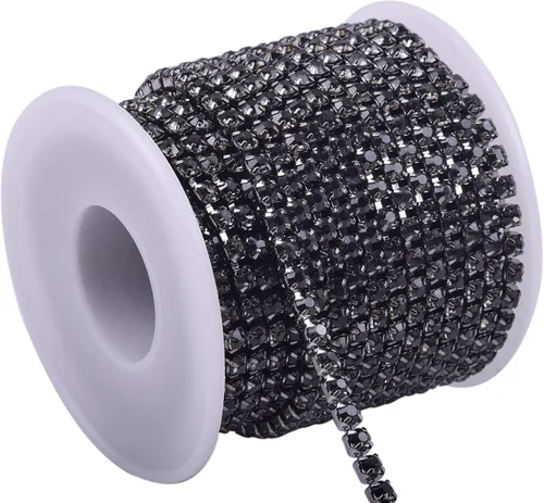 Vista 23 de KAOYOO - Cadena de cierre de diamantes de imitación de cristal de 9 metros (10 yardas) y 2 mm para manualidades de costura, decoración de bricolaje