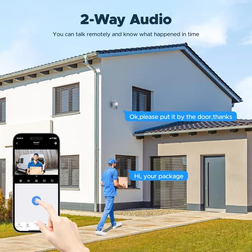 Vista 2 de Sistema de Cámaras de Seguridad para el Hogar, 4 Cámaras Inalámbricas PTZ con Detección Automática de Humanos/Mascotas/Vehículos, NVR 4K de 10CH