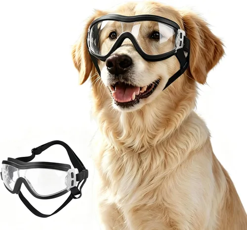 Vista 16 de Paquete de 2 gafas de sol para perros de raza mediana a grande, protección ocular anti-UV con correas ajustables, color plateado Paquete de 2