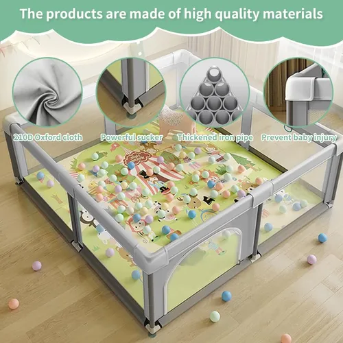Vista 7 de Corralito para bebés, corralitos de juego para bebés y niños pequeños, mini área de juego con valla para bebés, patio seguro anticaídas con puertas