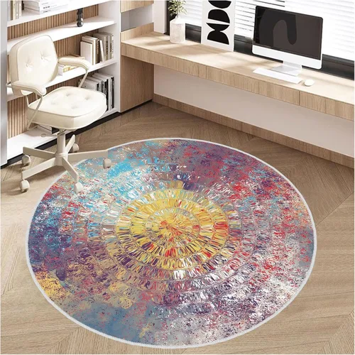 Vista 8 de Protector de silla de oficina para suelo de madera dura, alfombra redonda de 4 pies, tapete antideslizante para silla de computadora, tapetes