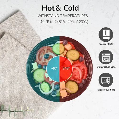 Vista 4 de LOKATSE HOME Recipientes redondos de 32 onzas con tapas, paquete de 150 unidades, caja Bento para almacenamiento de alimentos, microondas