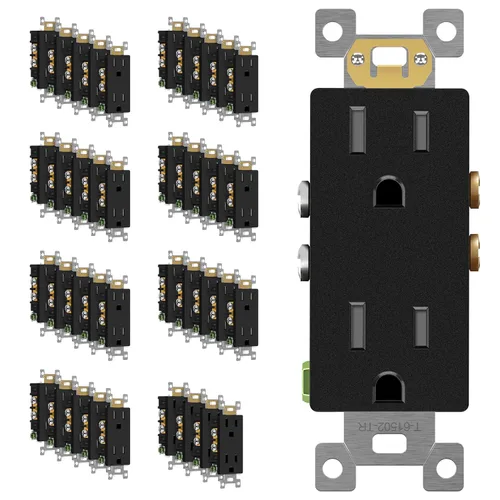 Vista 54 de ENERLITES, Silver Elite Series - Toma de corriente decorativa para niños, resistente a manipulaciones, autoconectable, 2 polos, grado residencial