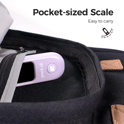 Vista 7 de pack all Báscula de equipaje de 110 libras, báscula digital de equipaje de mano, báscula de peso para maleta de viaje con pantalla LCD, batería