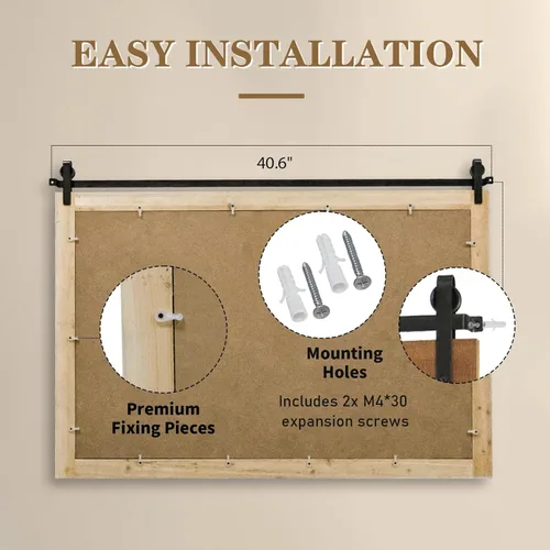 Vista 7 de Espejo de baño de granja, espejo de tocador rústico de 41 x 30 pulgadas, espejos de pared con marco de madera estilo granero, espejos rectangulares