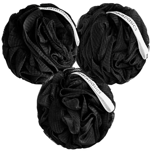 Vista 9 de MainBasics Esponja de esponja para baño y ducha, esponja para el cuerpo, exfoliante corporal (juego de 3, hielo negro)