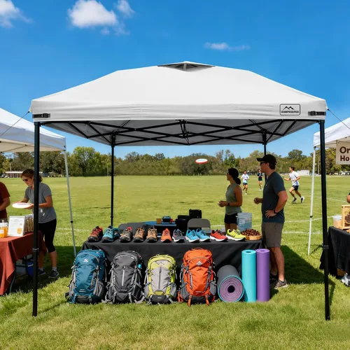 Vista 29 de KAMPKEEPER Cubierta de Repuesto Superior para Carpa Toldo Emergente con Ventilación de Aire y Correa Elástica Ajustable, Poliéster Resistente a Azul