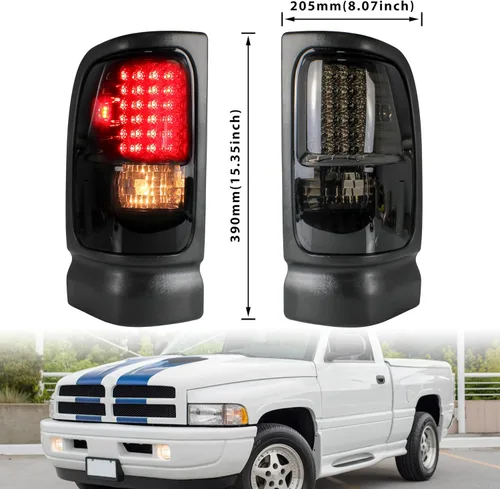 Vista 7 de KEWISAUTO Luces traseras LED para RAM 1500 1994-2001, luces traseras LED negras ahumadas para Dodge RAM 1500/2500 / 3500 1994 1995 1996 1997 1998