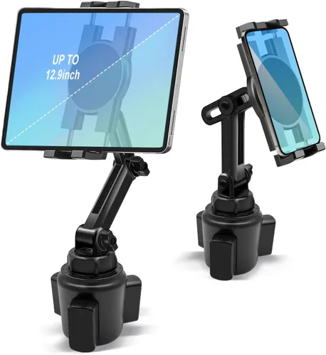 Vista 8 de Soporte para tablet con portavasos para coche, soporte ajustable de 360° de 15" de largo con 2 brazos para iPad Pro 12.9/11/10.5/9.7/Air/Mini 6/5/4
