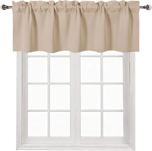 Vista 82 de DWCN Cenefa para ventana de cocina, con bolsillo para barra, para ventana, sala de estar/sótano, 36 x 16 pulgadas de largo, 1 panel, beige