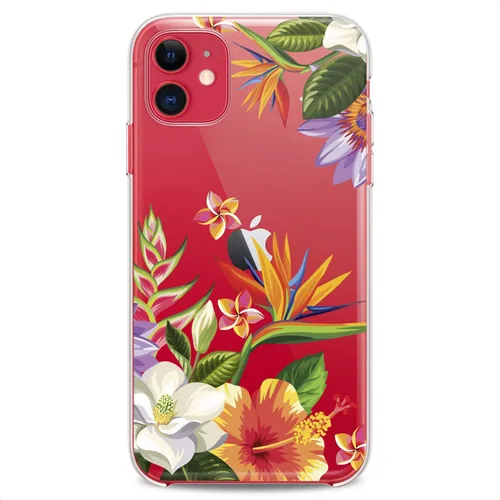 Vista 5 de Funda de poliuretano termoplástico compatible con Apple iPhone 11 2019 modelo 6.1 pulgadas Iph 11 Slim Fit Ramos Hojas Flores Niñas Impresión