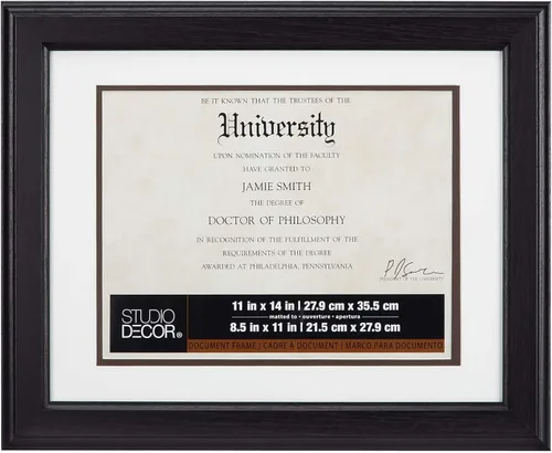 Vista 3 de Paquete de 8: 11" x 14"; Marco de documentos marrón con doble paspartú por Studio Décor®