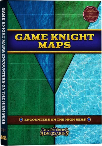 Game Knights Encounters on the High Seas - Tapete de mapa de batalla laminado de doble cara brillante de borrado en seco para juegos de rol,