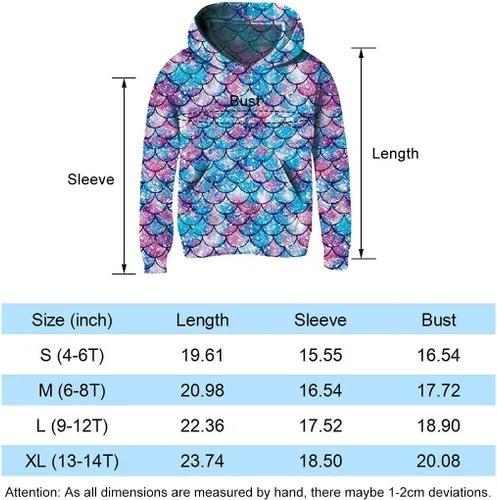 Vista 5 de uideazone - Sudadera con capucha y diseño gráfico tridimensional con bolsillo, para niñas de 4 a 14 años.