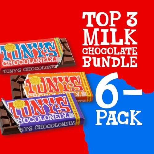 Vista 4 de Tony's Chocolonely - Paquete de los 3 Mejores Chocolates con Leche - Barra de Chocolate Belga, Sin Saborizantes Artificiales, Hecho con Ingredientes