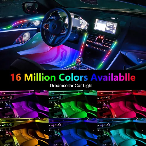 Vista 3 de WEBUPAR Dreamcolor - Tira de luces LED 6 en 1 para automóvil con control de aplicación y 213 modos de color, kits de iluminación ambiental de neón