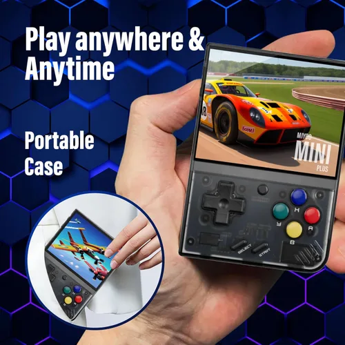 Vista 5 de Miyoo Mini Plus, Consola de juegos retro con tarjeta de memoria de 64G, pantalla IPS de 3.5 pulgadas, batería de larga duración de 3000mAh