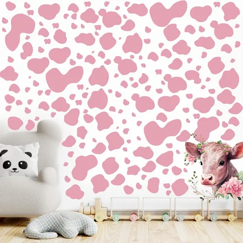 Chinco - 184 calcomanías adhesivas de pared con estampado de vaca, color Rosa