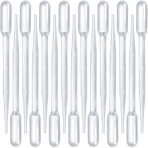 Vista 5 de Teenitor Pipetas de transferencia, 50 piezas de 3 ml cuentagotas de plástico para aceites esenciales, cuentagotas desechables de líquido