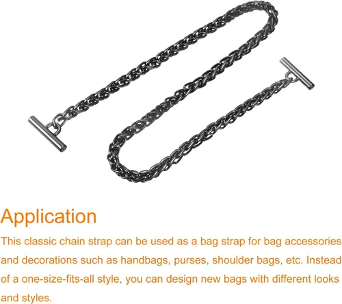 Vista 3 de uxcell Correa de cadena plana de hierro, cadenas de bolso de 35 pulgadas, accesorios para monedero, correas de cadena con cierres de palanca