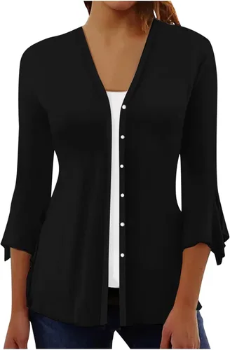 Ceboyel Blusas de manga acampanada para mujer, blusa de verano con estampado de cachemira retro, cuello en V, elegante, casual, ropa de mujer