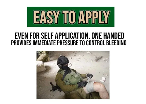 Vista 3 de ASA TECHMED Paquete de 5 vendajes de emergencia de 4 pulgadas estilo israelí, vendaje de combate militar para heridas de combate de primeros