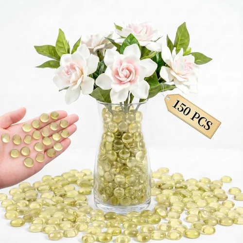 Vista 20 de Mini cuentas de vidrio para jarrones, 0.97 libras de relleno de jarrón decorativo, cuentas planas, gemas de vidrio para manualidades, piedras