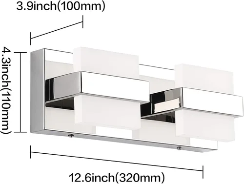 Vista 5 de SOLFART 2 luces cromadas para tocador de baño, lámpara de pared sobre el espejo, moderna lámpara LED de tocador, accesorios de iluminación de baño