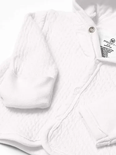 Vista 3 de HonestBaby Matelasse - Chaqueta con capucha frontal de algodón orgánico para bebés, niños y niñas unisex