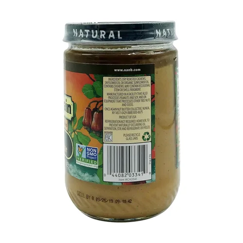 Vista 3 de Once Again Manteca de anacardo cremosa natural, 16 onzas, sin azúcar, sin maní, sin gluten, certificado vegano, kosher, tarro de cristal