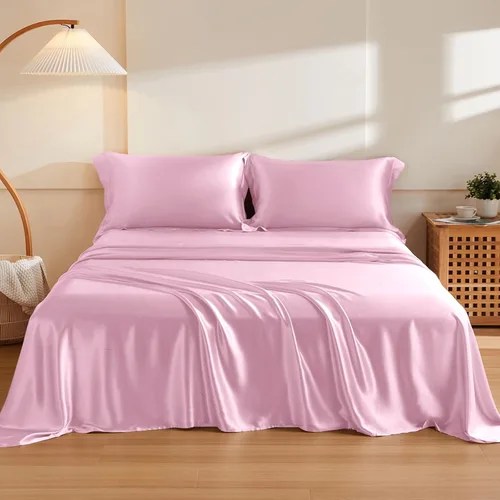 Vista 10 de THXSILK Juego de sábanas de seda de 4 piezas, sábanas de seda de morera 100% natural de grado superior 6A+, juegos de ropa de cama de lujo, ultra