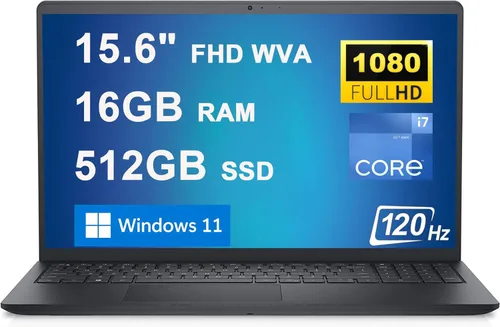 Dell Inspiron 15 3000 3520 - Laptop de negocios de 15.6 pulgadas, FHD WVA antirreflejante, pantalla de 120 Hz, procesador Intel 10-Core i7-1255U de
