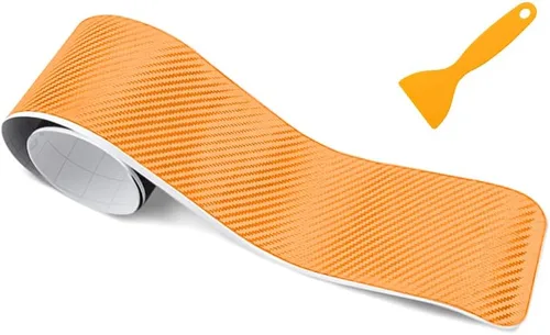 Vista 8 de Protector de parachoques trasero de automóvil, adhesivo antiarañazos de fibra de carbono para proteger el borde de la puerta del automóvil