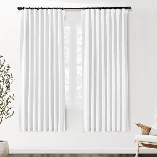 Vista 62 de SHINELAND Cortinas opacas de 102 pulgadas para sala de estar, cortinas opacas con pestaña trasera de 102 pulgadas de largo para dormitorio