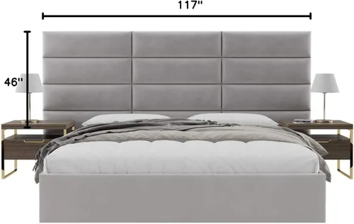 Vista 93 de Vänt - Paneles tapizados de cabecera para montar en la pared, diseño Isabelle, 60 x 23 pulgadas, configuración de 4 paneles individuales