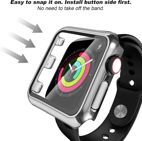 Vista 4 de Secbolt Bling Case - Funda compatible con Apple Watch de 1.496, 1.575, 1.654 y 1.732 pulgadas, con protector de pantalla de vidrio templado