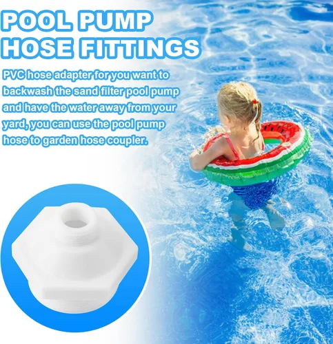 Vista 6 de Adaptador de conector de drenaje de piscina para manguera de piscina sobre el suelo Intex y Coleman a acoplamiento de manguera de jardín