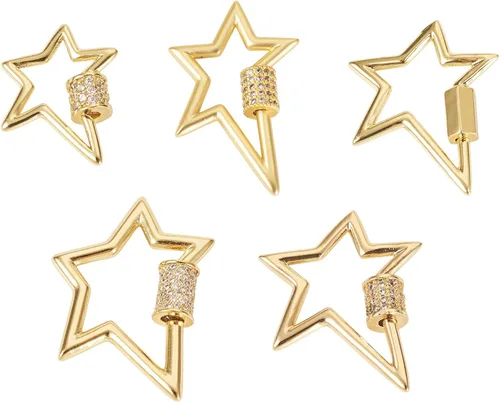 Vista 40 de Dijes de bloqueo de mosquetón de tornillo, Circonita cúbica Latón, circonita