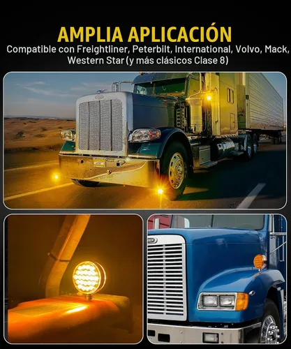 Vista 7 de Partsam 2 luces redondas de doble cara ámbar de 48 LED para guardabarros de pedestal trasero, luces de estacionamiento para montaje en poste, luces