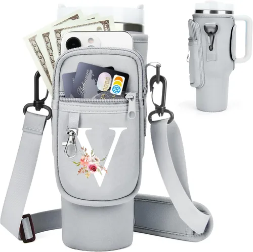 Vista 120 de Initial Water Bottle Holder with Strap for Stanley Cup Accessories 40 oz Tumbler/Simple Modern Tumbler Bag, Water Bottle Carrier Bag with Strap for